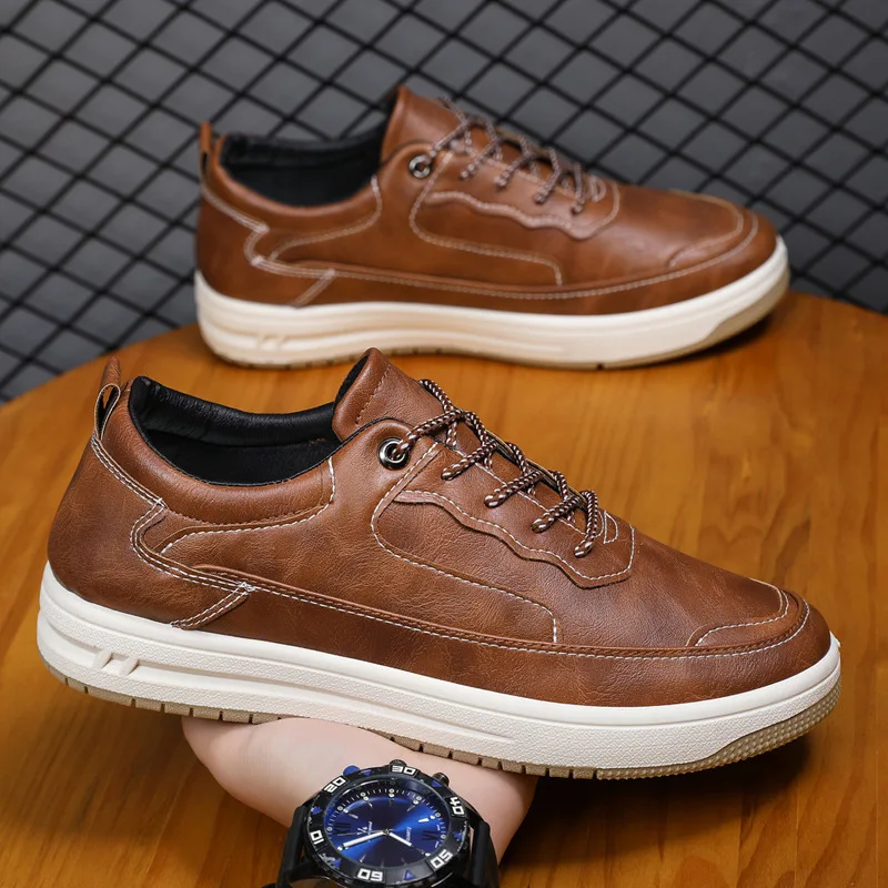 

Spring, autumn, and winter new plush and thick low cut casual British style retro men's shoes with soft soles