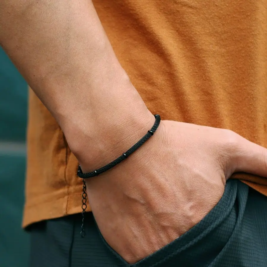 Stainless Steel Chain Link Bracelet for Men Adjustable Hiphop