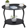 Small Round Coffee Table with Open Storage,23" 2-Tier Coffee Side Tables for Small Space, Accent Center Table Circle Sofa End 1