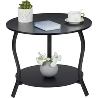 Small Round Coffee Table with Open Storage,23" 2-Tier Coffee Side Tables for Small Space, Accent Center Table Circle Sofa End 1