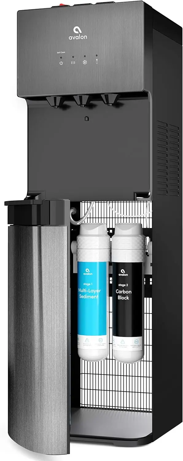 

Avalon A5BLK Self Cleaning Bottleless Water Cooler Dispenser, UL, NSF certified Filters, Black Stainless Steel, full size