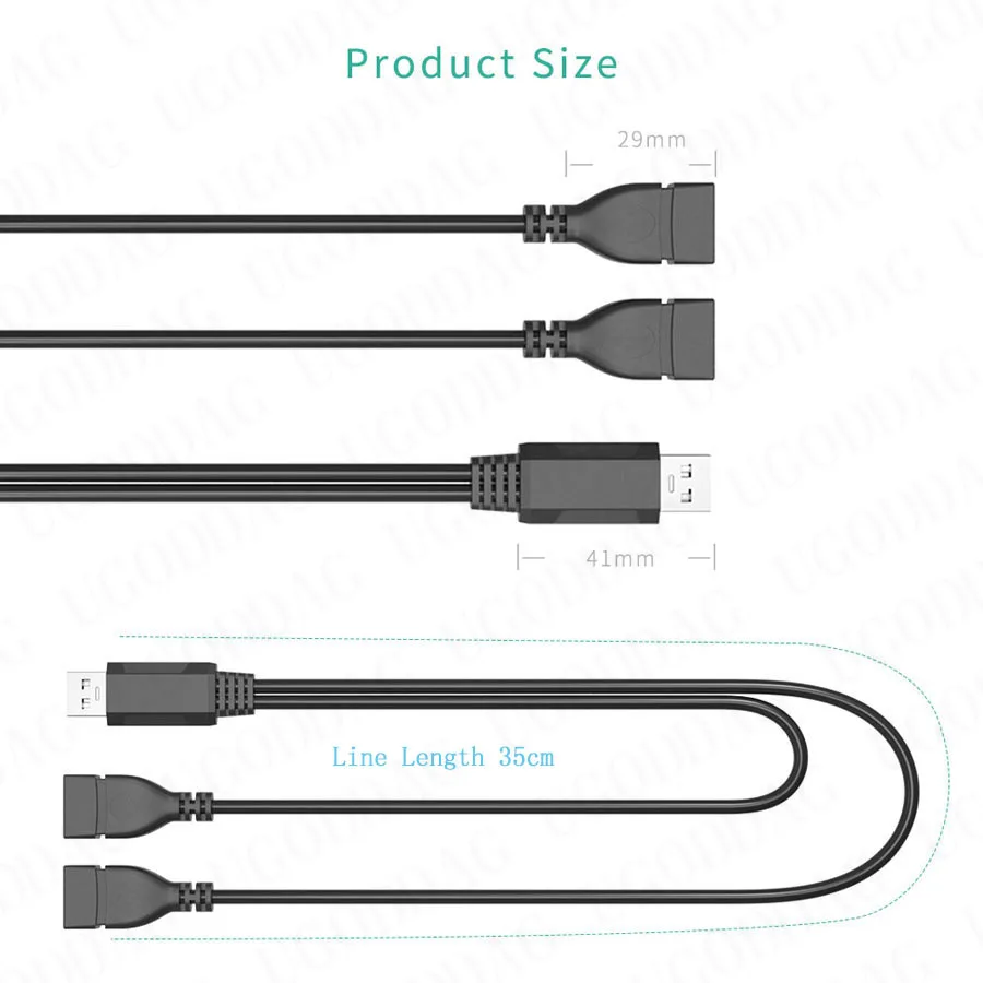 Duplo Usb y Cabo de Extensão A-macho para A-fêmea Converter Adaptador de Alimentação Splitter Charger Usb 2.0 Dual Usb Feminino - Imagem 6