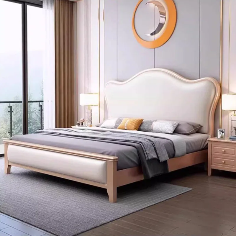 Letto Matrimoniale Queen Size In Pelle King Size Villa Safe Luxury Twin Bed Frame Testiera Piattaforma Cama Box Casal Mobili Per La Casa