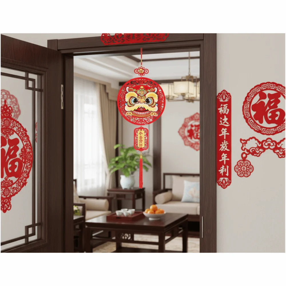 Traditional Chinese New Year Decoration Exquisite Flannel New Year Pendant Blessing Words Door Sign Festival Celebration