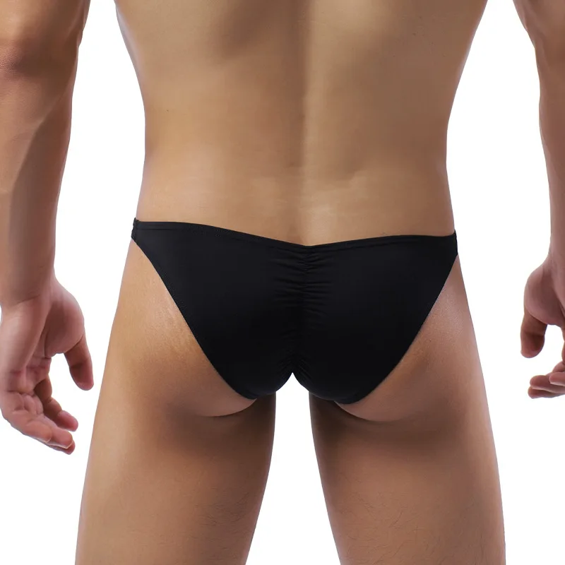 Sexy Low-waisted Elastic Men Bikini Underwear Trend Solid Color Thin Breathable Briefs Beach Swim Surfing Swimwear Trunks Shorts