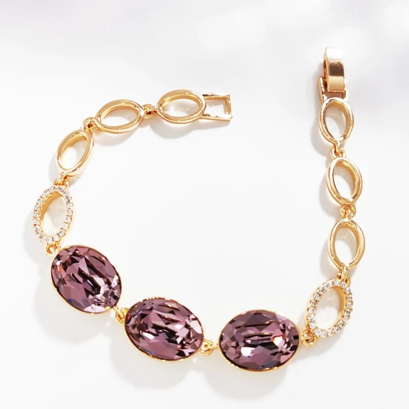 Fashion Ladies Bracelet Bright and Brushed Oval 7