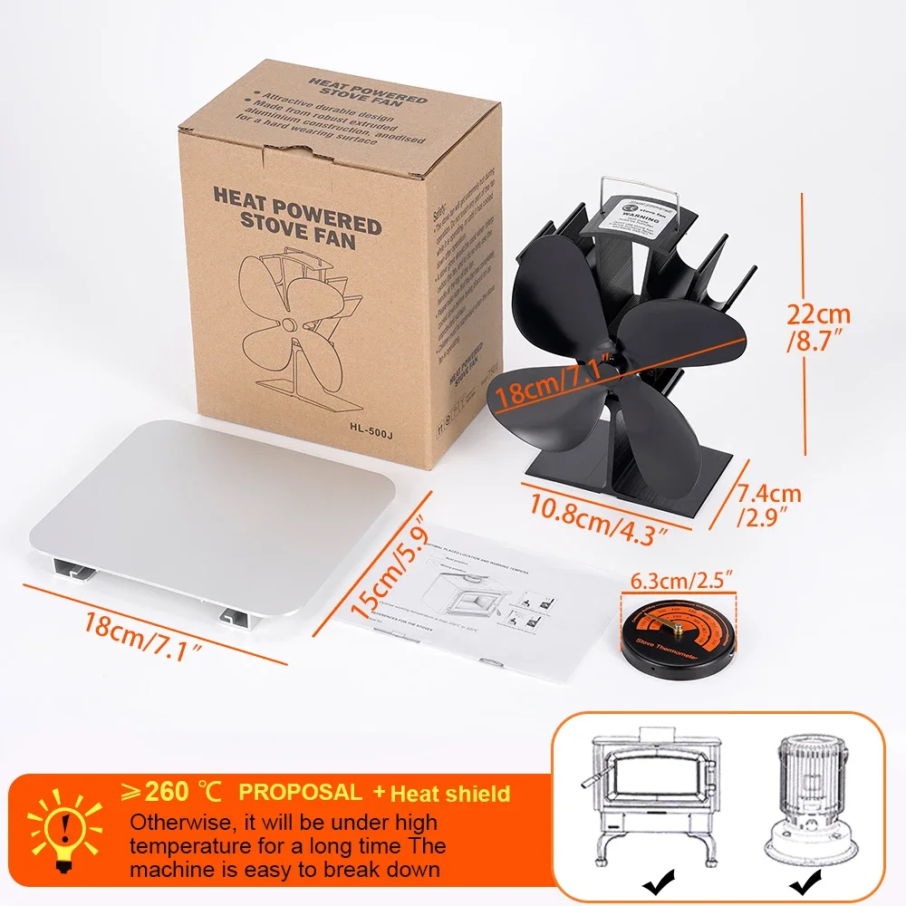 Ventilatore Termico Ventilatore per Stufa a Legna a 4 Pale Circolazione Rapida del Calore Alimentato a Calore Multiuso per Interni (#3 Ventilatore Termico Ventilatore per Stufa a Legna a 4 Pale Circolazione Rapida del Calore Alimentato a Calore Multiuso per Interni (#3