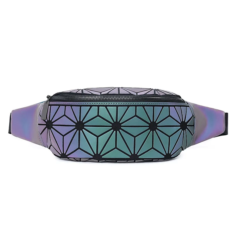 Colorful Reflective Men Women Handbags Fashion INS Chest Bag Night Light Geometry Plaid Luxury Bolsa Bags Mochila Mujer
