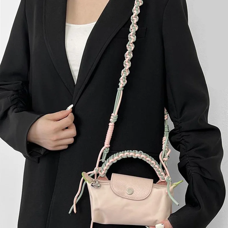 Bag Hand Made Woven Shoulder Strap For Longchamp Mini Bag Transformation Messenger Bag With Accessories