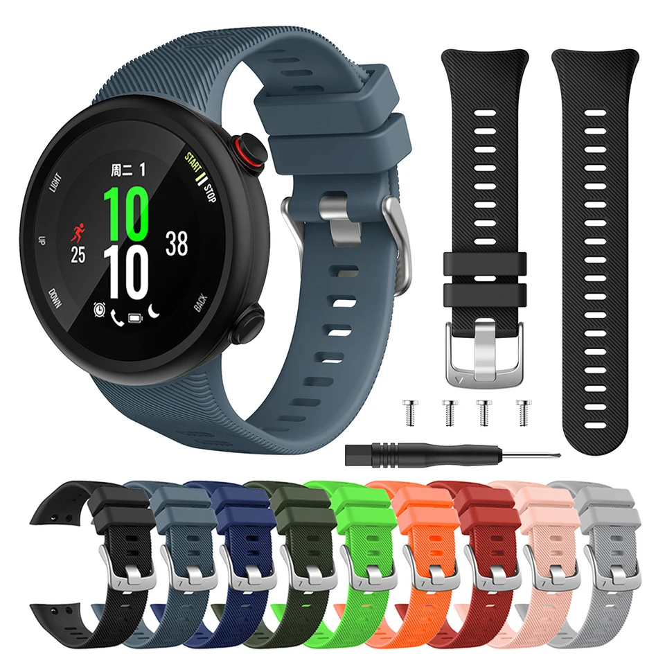 Chainfo Cinturino In Silicone Per Garmin Forerunner 45 E Swim 2, Impermeabile, Regolabile Da 139 A 220 Mm, Nero