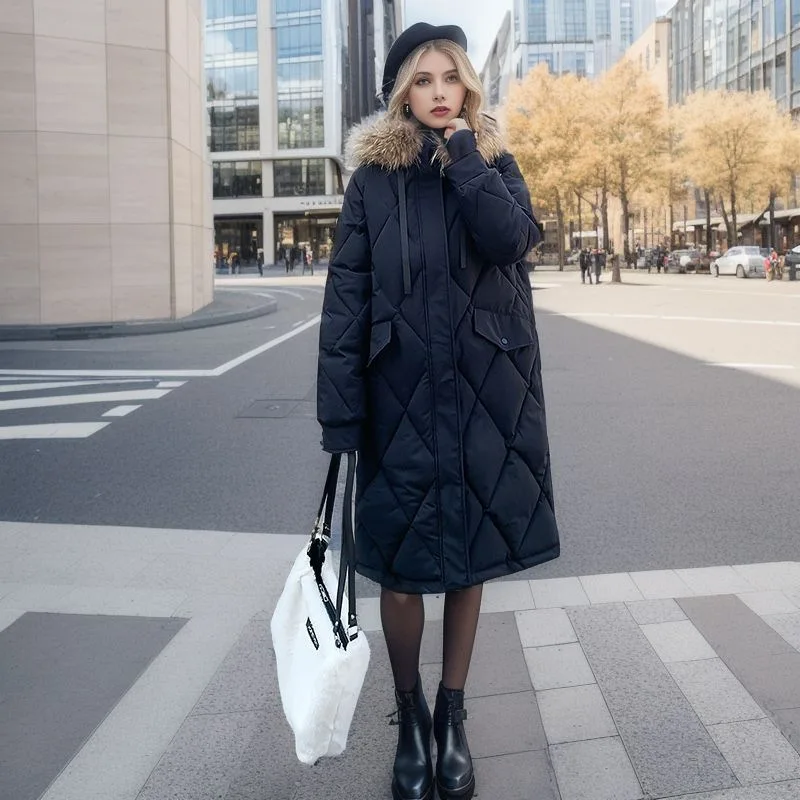 

2023 New Winter Large Fur Collar Down Jacket Female Winter Warm Long Down Jacket Coats Female Heavy Hair Get Thickening Coat
