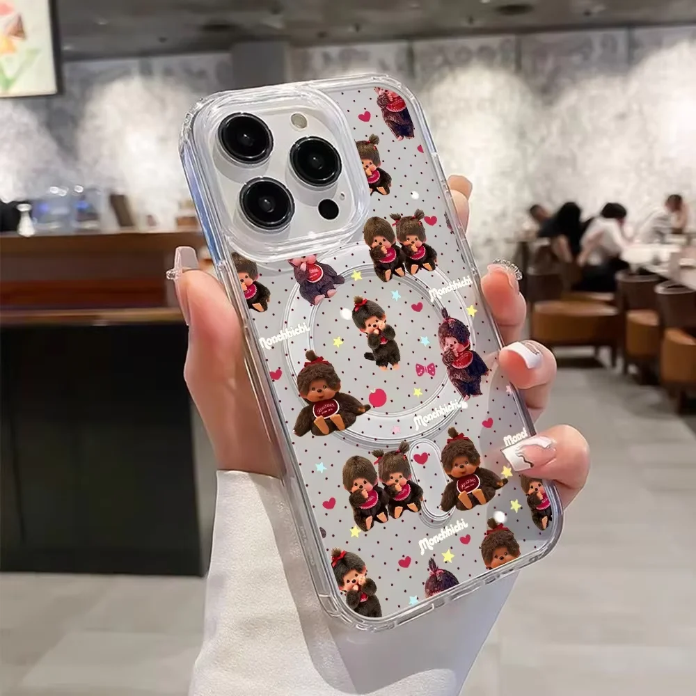 Adorable Kawaii Monchhichi Magnetic Phone Case with Magsafe Compatibility