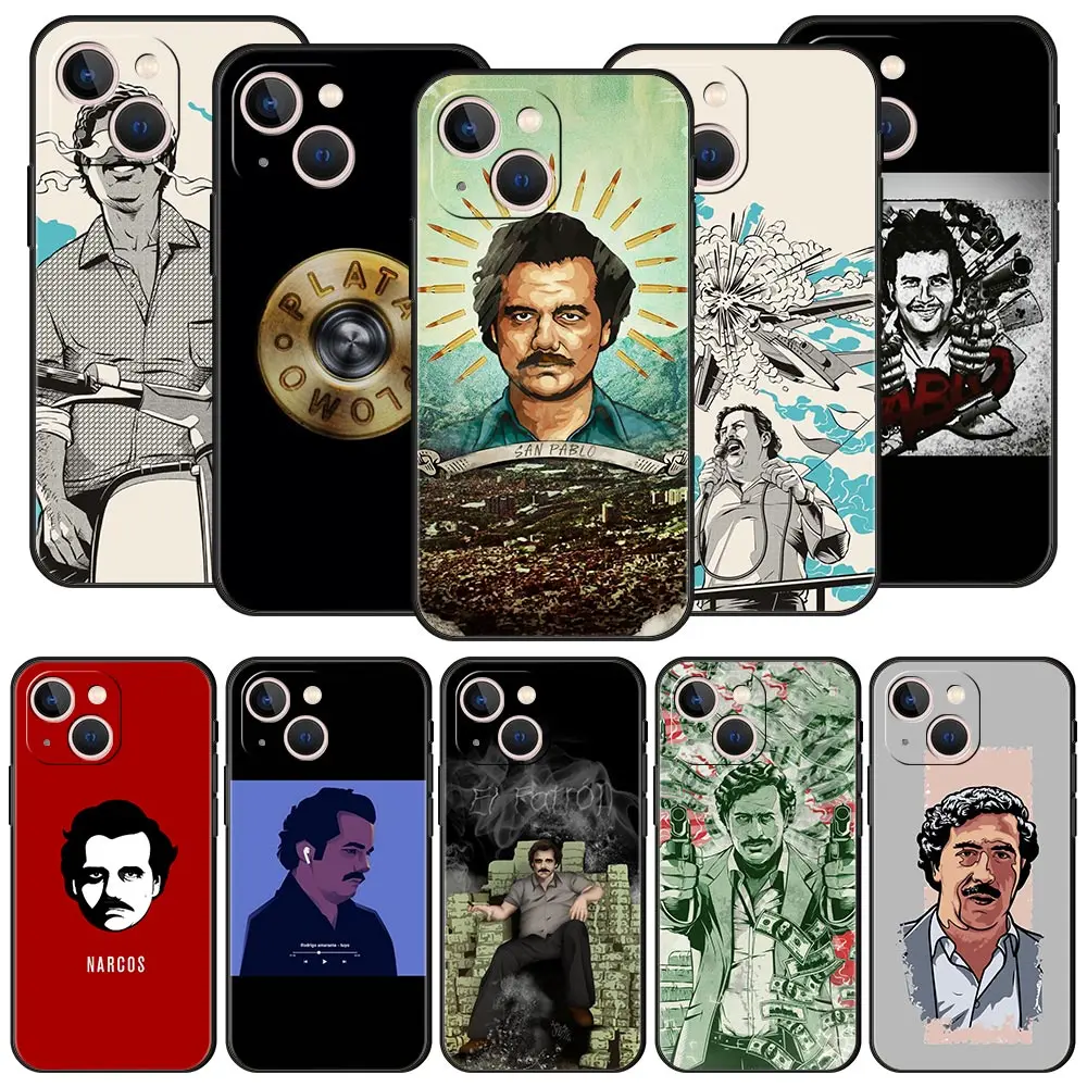 Luxurious Black Silicone Phone Case Inspired by Narcos TV Series Featuring Pablo Escobar Design