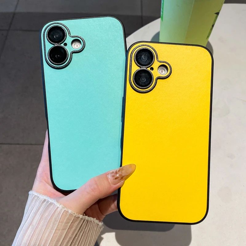 Elegant PU Leather Phone Case with Lens Protection and Shockproof Back Cover