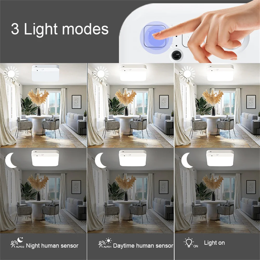 Motion Sensor LED Ceiling Light with Remote, USB Rechargeable, Closet,Bathroom,Stairs,Hallway, 15cm, 3000K, 4500K, 6500K