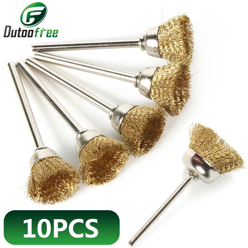 Dutoofree 10pcs Brass Wire Brushes Dremel Accessories For Dremel Rotary Tools Shape Diameter 15mm Shank Diameter 3mm Rotary Tool diamond sorting sieve set 0 15mm thickness 65mm 80mm diameter for precise classification of gems pearls jewelry tools