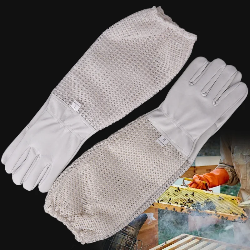 1 Pair Breathable Ultra Mesh Beekeeping Gloves Bee Clothing Accessories Beehive Gloves Bee Farm Supplies Beekeeping Tools