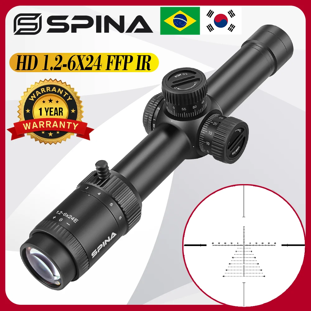 

SPINA Optics FFP/SFP 1.2-6x24 Red/Green Illuminant Compact Sight 30mm Tube Diameter Tactical Hunting Riflescope With QD Mount