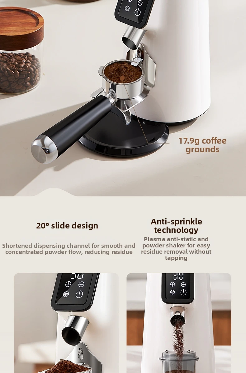 Automatische Elektrische Kaffeemühle für Espresso - Für Gewerbe & Haushalt mit Präziser Dosierung, Einstellbarer Mahlgradeinstellung, Edelstahl – Detail 8