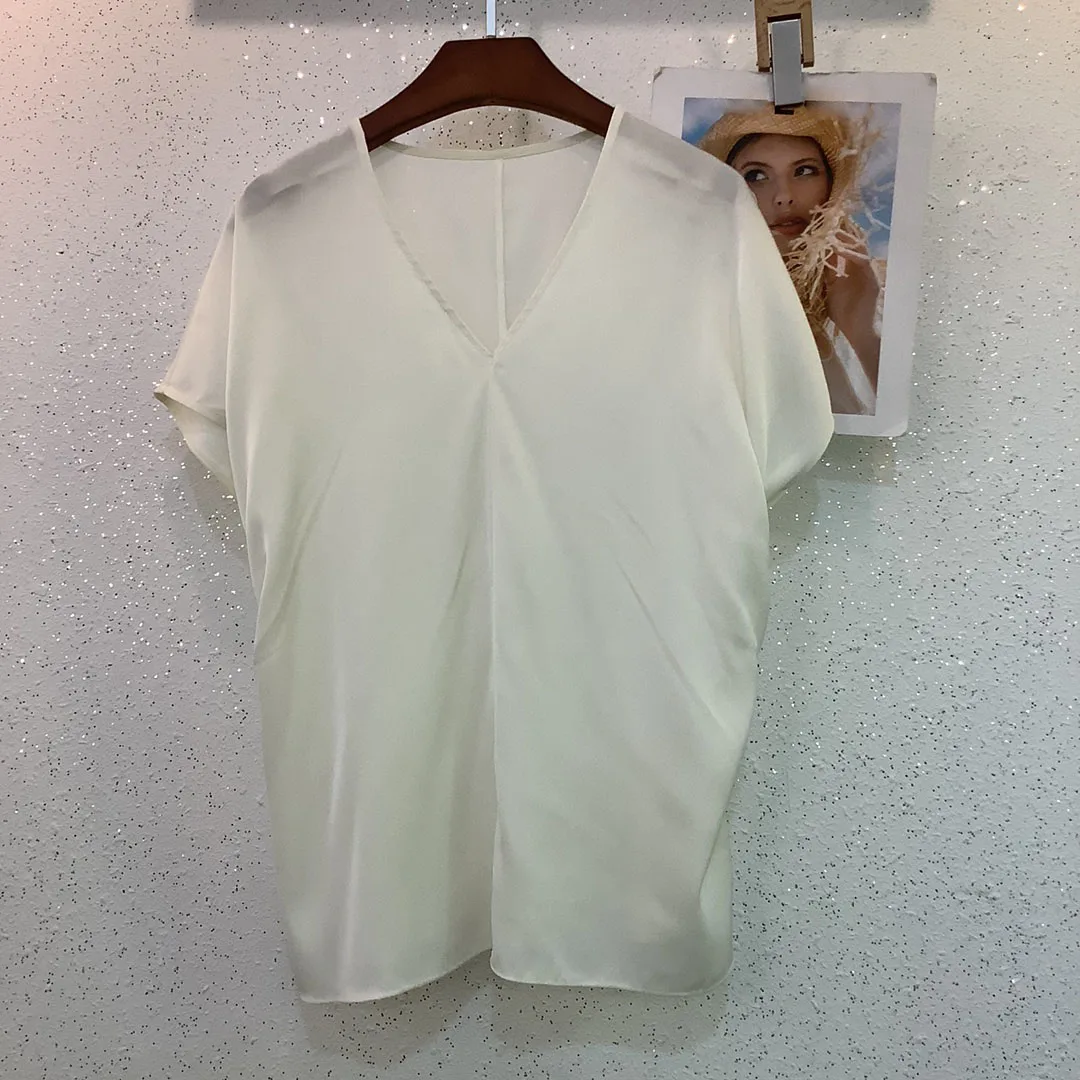 

V-neck pleated top casual fashion 2023 summer new style 0406