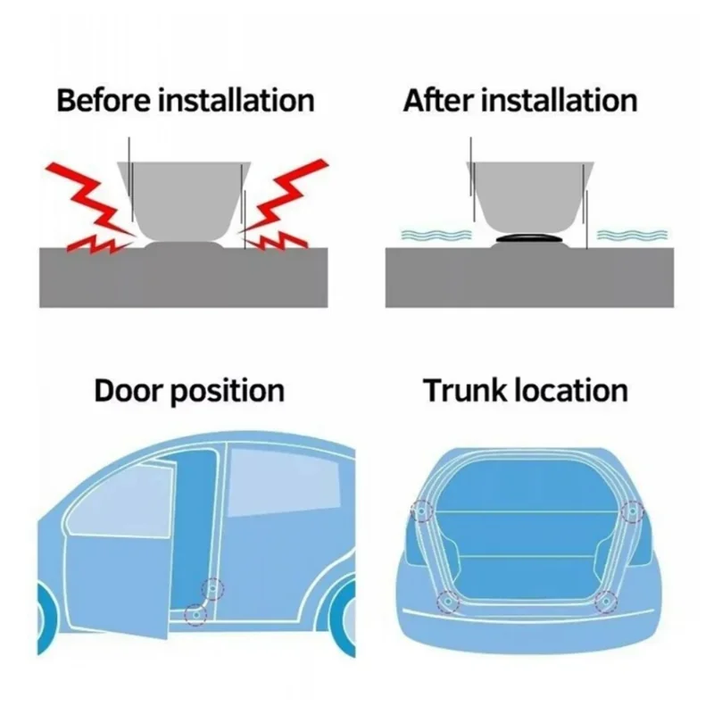 Car Door Pads Anti-shock Silicone Pad Door Shock Absorbing Gasket Trunk Sound Insulation Pad Shockproof Thickening Cushion Stickers