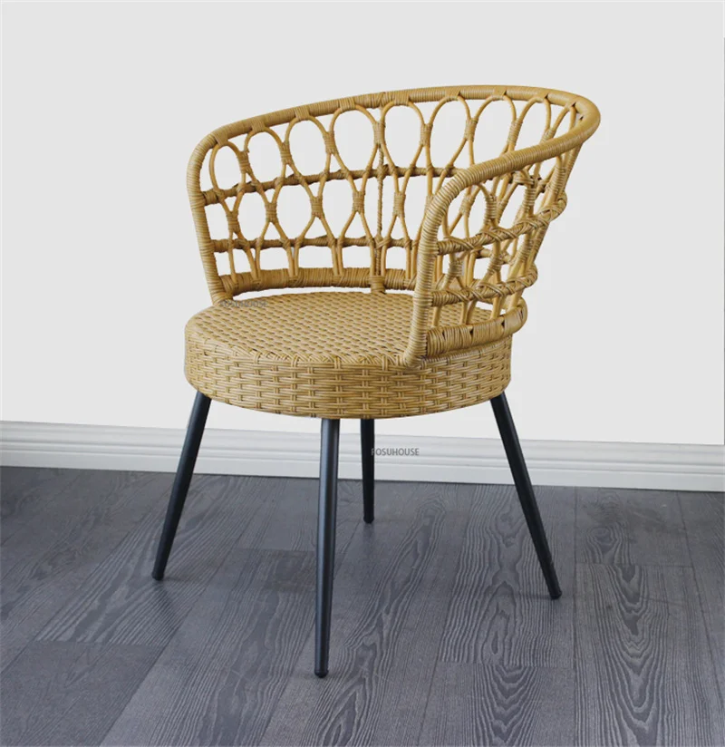 Description Picture 3 of itemNordic Rattan Chair Three Piece Set Combined Outdoor Furniture Leisure Homestay Chairs Balcony Garden Table Outdoor Furniture