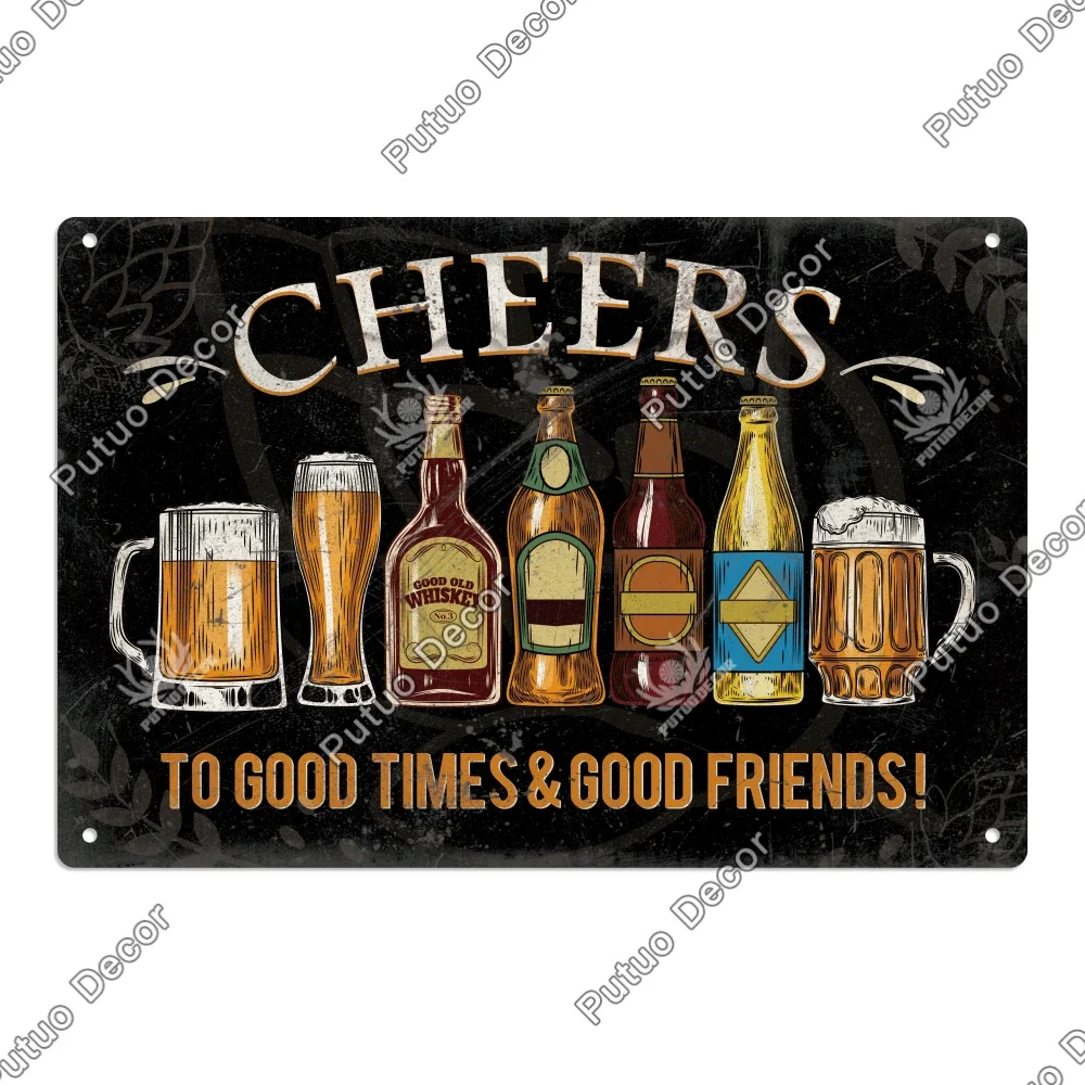 Putuo Decor 1 stuk vintage metalen bar blikken bord, tinnen teken muur kunst decor voor thuis bar pub club garage man grot decor 19,8 x 30,0 cm (Saufst Schdirbst