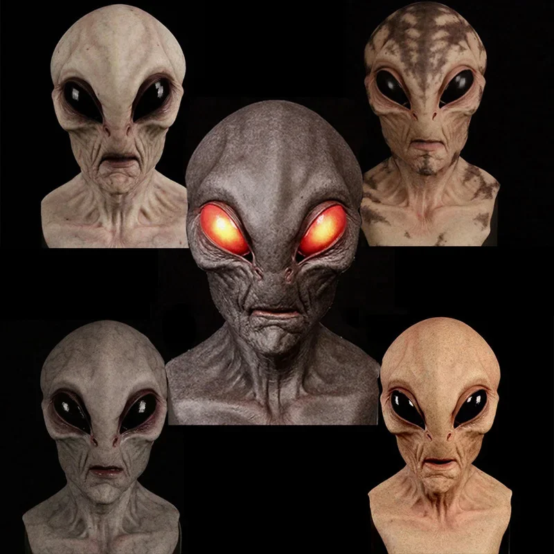 

Halloween New Alien Mask Bar Secret Room Masked Dance Mask Horror Headgear UFO Latex Props Masquerade Mask