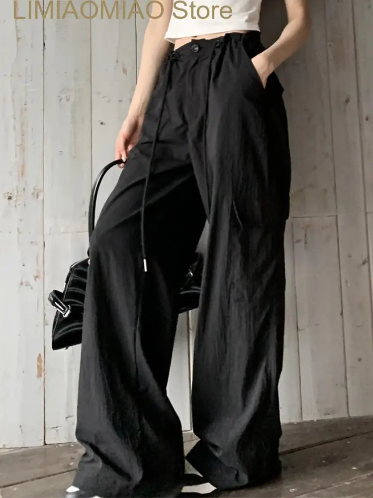 New Black Fashion Cargo Pants Women Sash Belt Designer Casual Pants Female High Waist Korean Vintage Pants Summer women fashion belt waistband sash tie belt corset belt dress coat trench decor waist belt apparel accessory