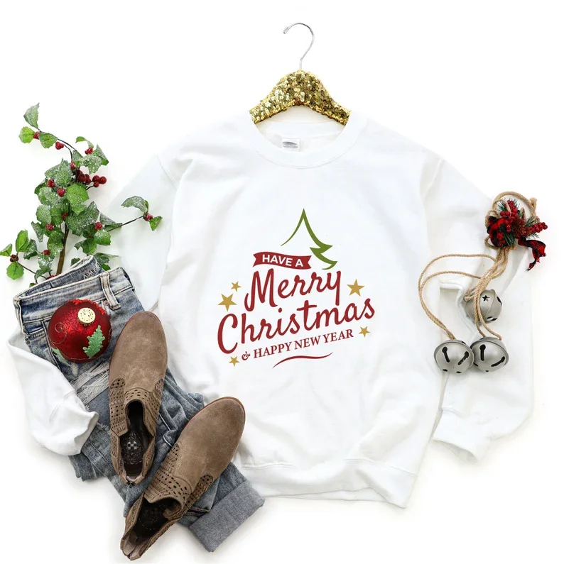 Have A Merry Christmas Sweatshirt for Women Xmas Women Merry  Short Sleeve Top Tees O Neck 100% Cotton y2k goth Drop Shipping t shirts tees christmas tis the season o neck t shirt tee in green size m s