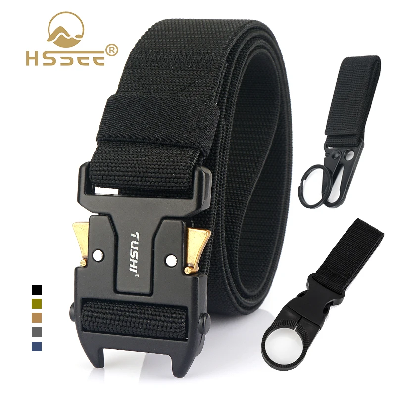 

HSSEE Новый походный стретч-пояс для мужчин Цинковый сплав Быстрое высвобождение Пряжка Тактический военный пояс Унисекс Эластичный пояс Пояс