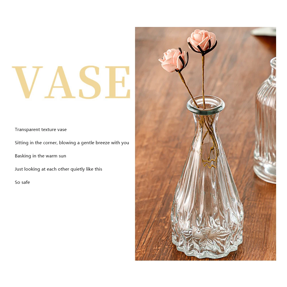 1pcs Nordic Creative Transparent Vases Glass Bottle Flower Pot Hydroponic Terrarium Arrangement Container Table Vase Decor