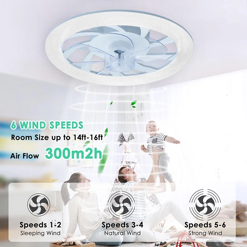 Ceiling Fan LED Ceiling Fan Lights LED Fan Light Modern Imitation Crystal Diamond Remote Control RGB Color Dimming Ventilation Fan