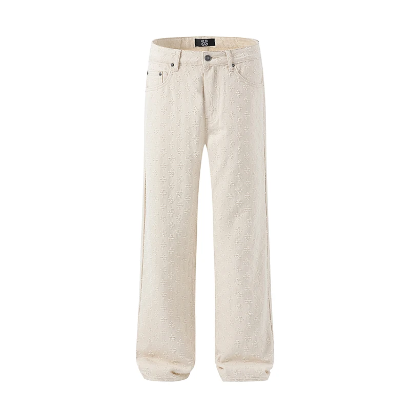Street jeans heterosexual popular brand new multifunctional casual elastic straight leg personality couple casual wide leg pants