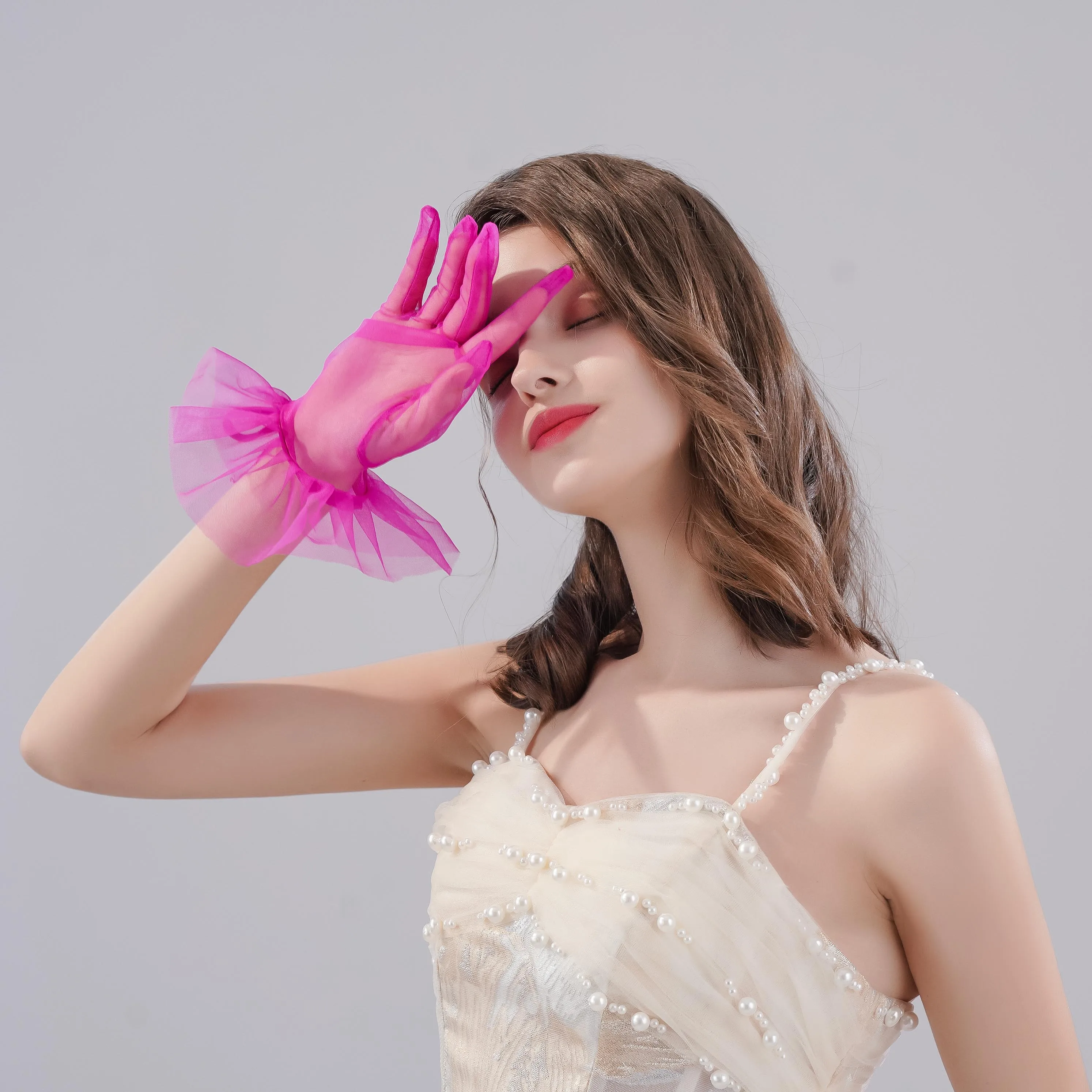 Romantic Style Sexy Hollow Lace All Finger Ladies' Party Gloves For Dancing Party