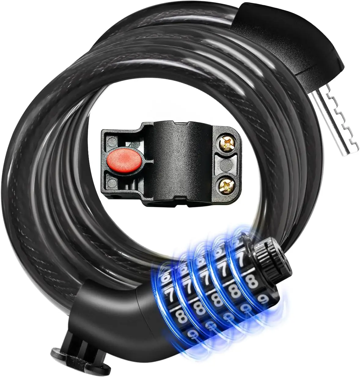 

10*1000/1500/2000 mm 5 Code Digits Mtb Grip Bicycle Cable Bike Combination Chain Lock with bracket