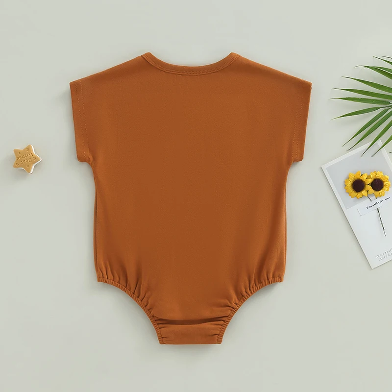 

Baby Boys Summer Jumpsuit Casual Solid Color Short Sleeve Button-up Romper with Pockets for Newborn Infant
