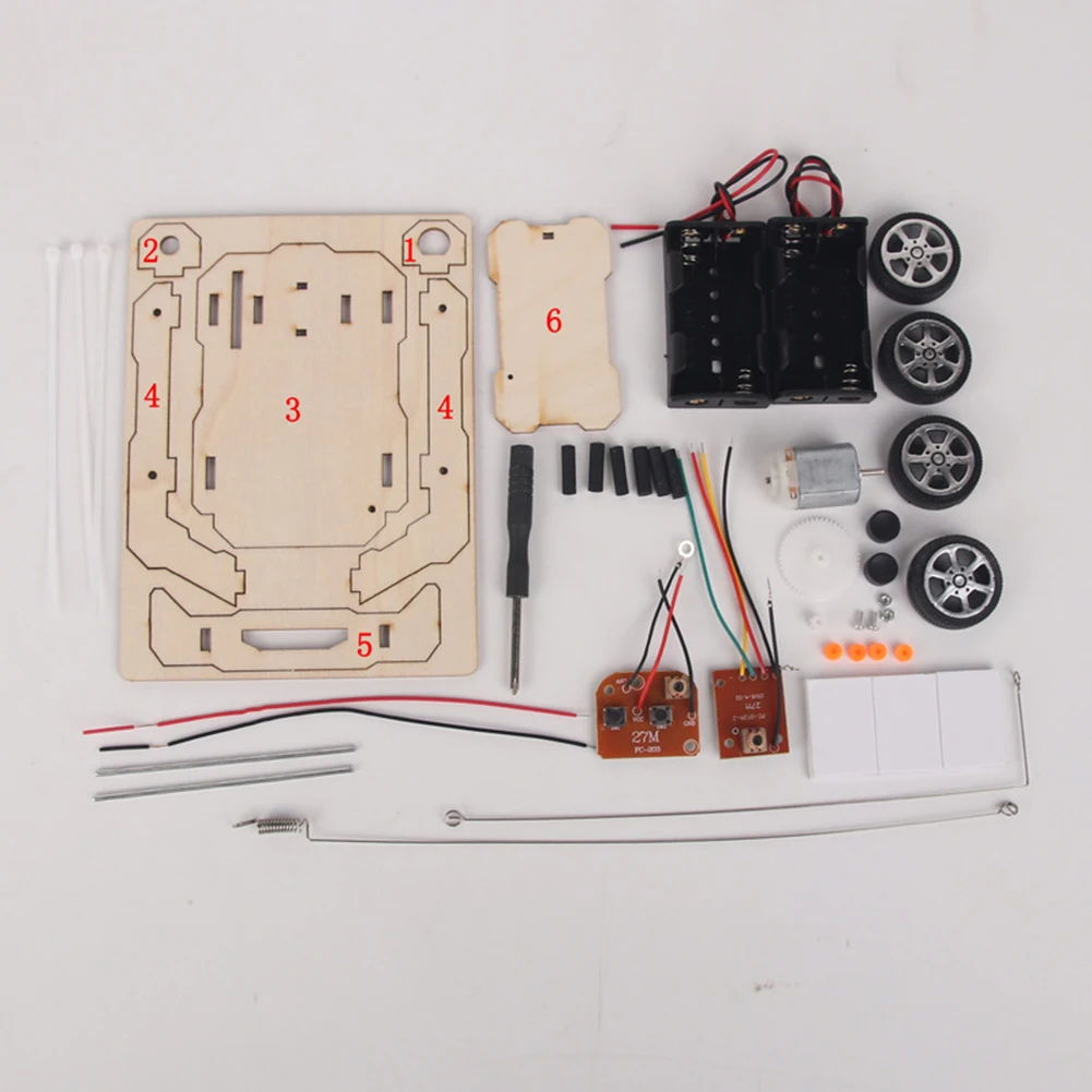 Wooden RC Car Kit DIY Vehicle Model Teaching Learning STEM Project for Students