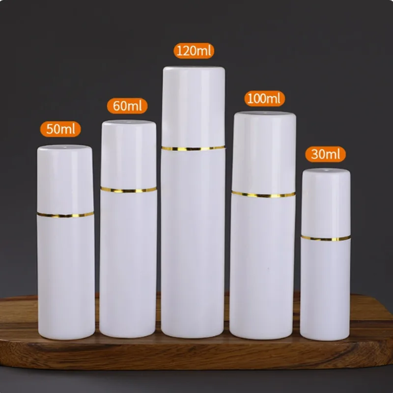 50PCS 30-150ml Round Spray Bottle With Gold Edge Cap Double Cap Alcohol Spray Bottle Toner Water Empty Container