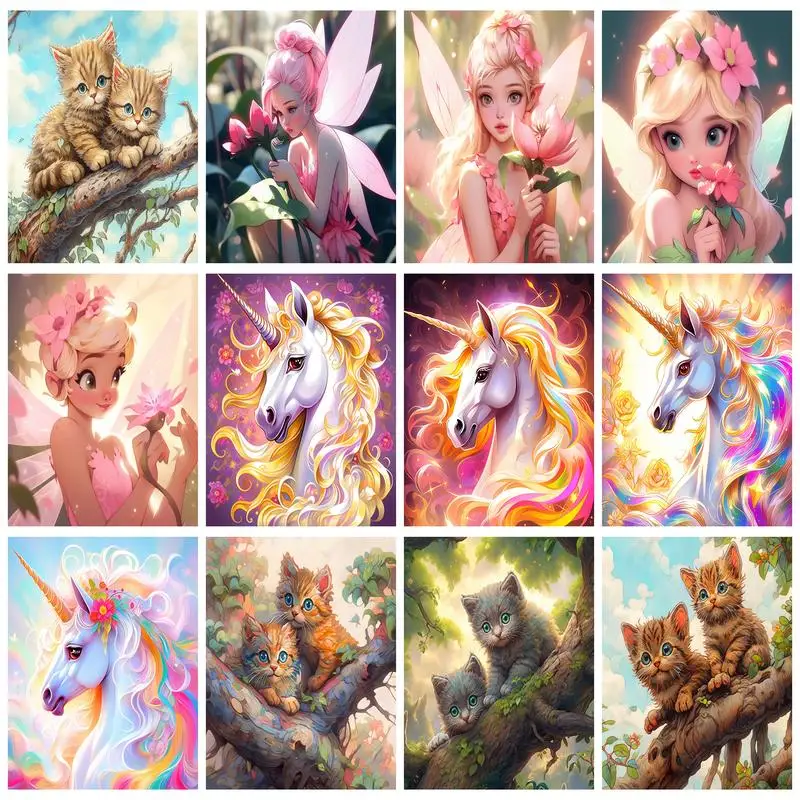 

RUOPOTY DIY Diamond Painting Portrait Cross Stitch Embroidery Animal Mosaic Picture Of Rhinestones Wall Decor