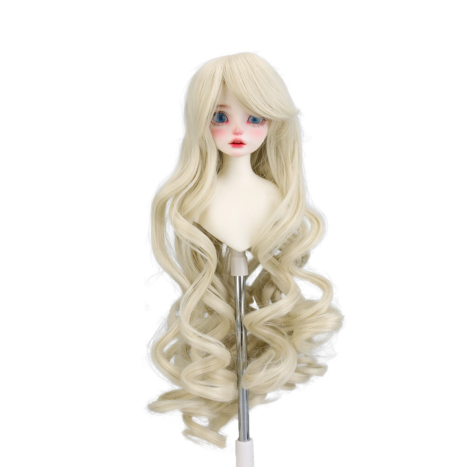 1/4 BJD Doll Hair Wig DIY Doll Accessories 17-18cm Head Hair Blonde High-temperature Wire Wavy Wig For Minifee Doll