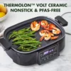 Stainless Steel 8-in-1 Skillet Grill & Slow Cooker, Presets to Saute Steam Stir-Fry and Cook Rice, Healthy Ceramic Nonstick and 3