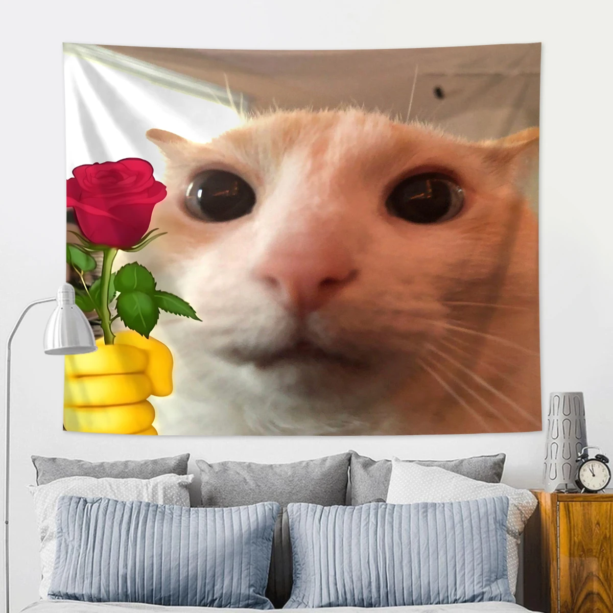 1pc Fun Cat, Flower Tapestry, Personalized Fashion Fun Tapestry, College Dormitory Room Decoration Wall Hanging