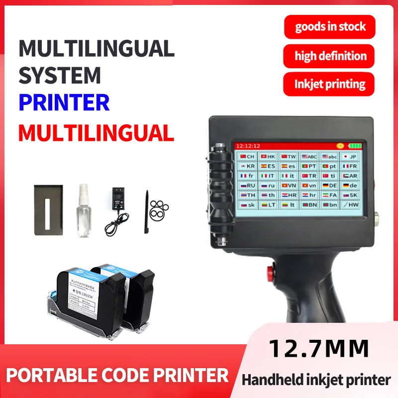 

New smart touch screen handheld inkjet printer multi-language printer small automatic digital coding batch number price QR code