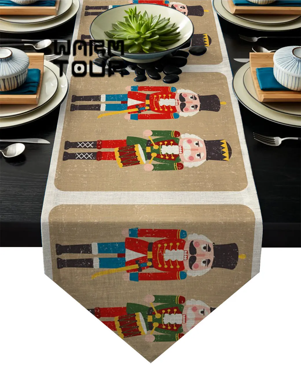 Nutcracker Soldier Retro Table Runner Table Flag Home Party Decorative