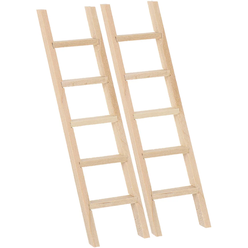 

2Pcs Miniature Step Ladder Mini Wooden Ladder Mini House Miniature Ladders for Decoration Random Style