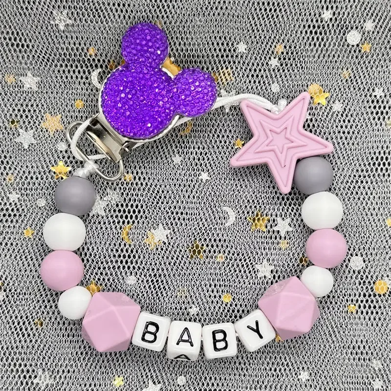 Baby teether handmade personalized name pacifier clips holder chains silicone pacifier chain clips baby teething chain gift pacifier clip pacifier chain pacifier accessories