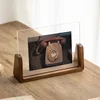 6 Inch Acrylic Picture Frame Wooden Kpop Idol Photo Display Wedding Party Picture Holder Desktop Office Photo Decor Card Holder 6