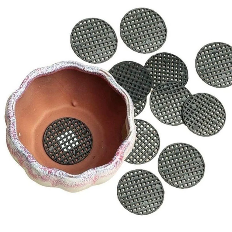 Flower Pot Mesh Pad 10pcs Round Flowerpot Mesh Pad Breathable Leakproof Bottom Grid Mat With Drainage Hole Protection Durable Bonsai Home