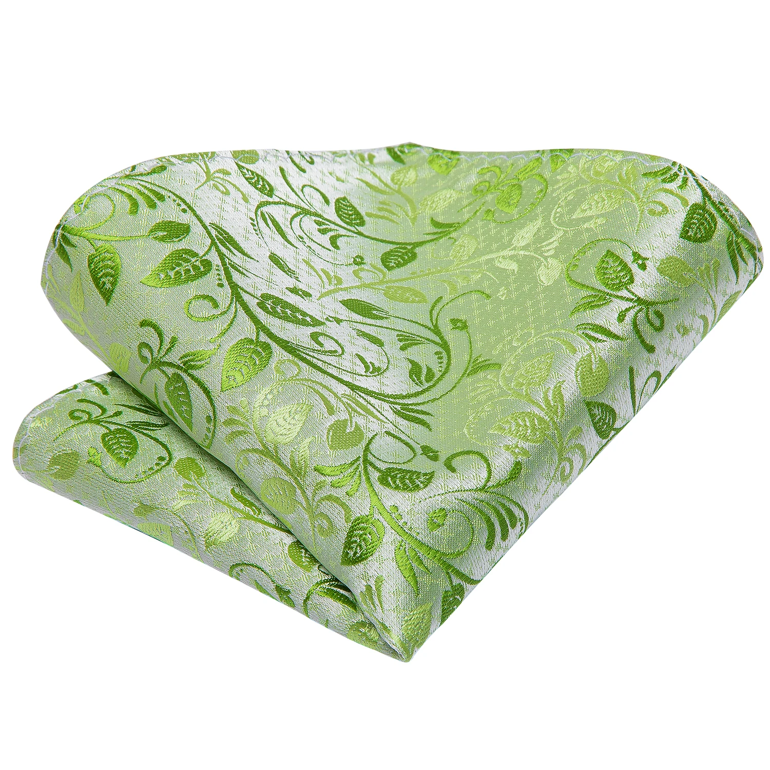 Hi-Tie Men Silk Tie Grass Green Ties Floral Necktie Boutonniere Handkerchief Cufflinks Set Wedding Cravat Groom 8.5 cm neck tie